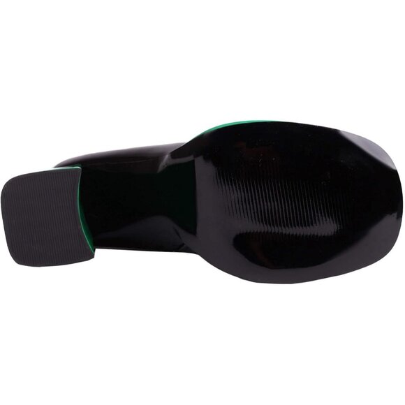 Women's Green Chunky Heel Ankle Boots Square Toe Mid Calf Side Zippers Boots - Picture 7 of 9